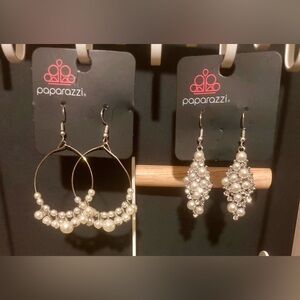 10 Pairs Paparazzi Earrings Gold & Silver Toned Faux Pearls Fashion Jewel (7)